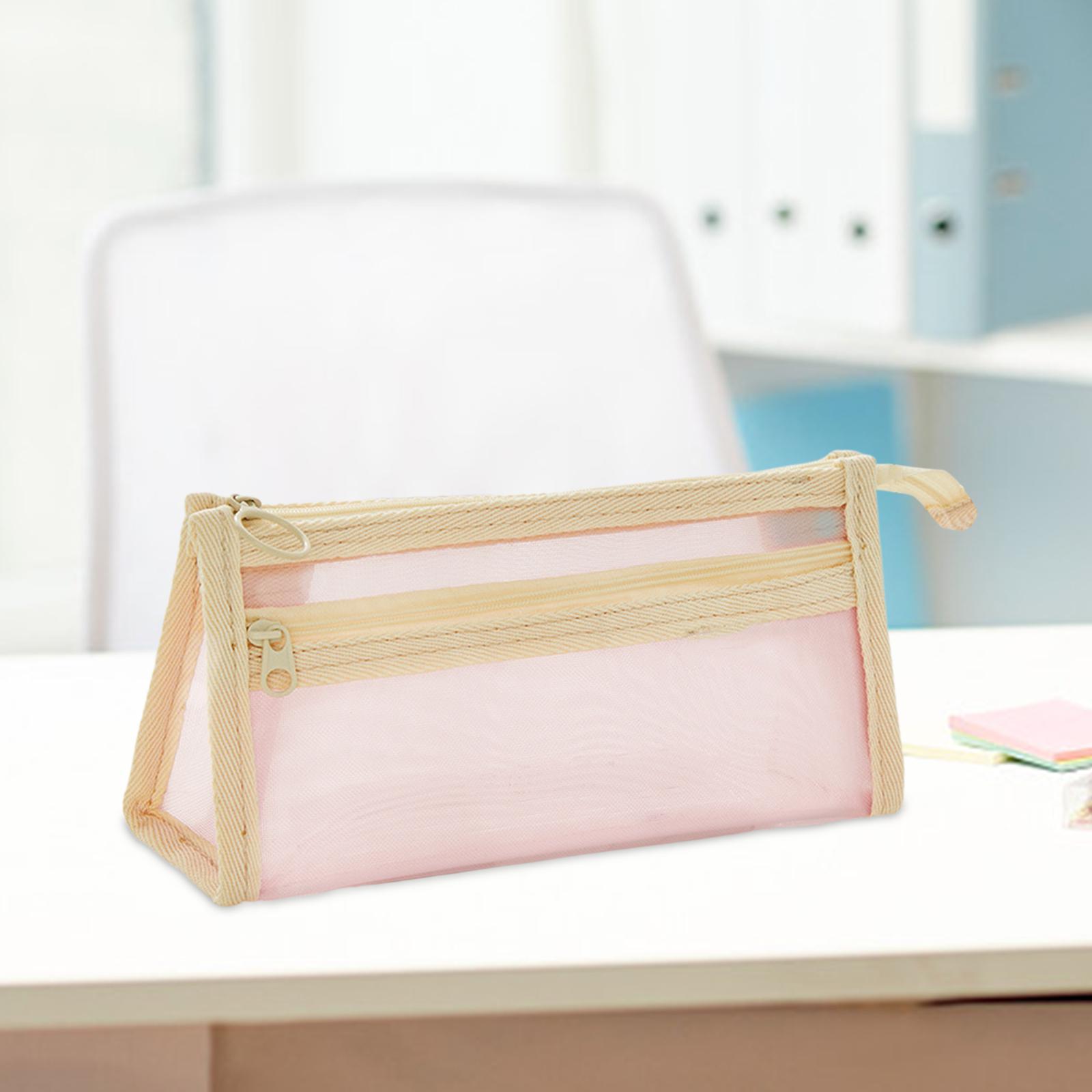 Pen Bag with Zipper Clear Pencil Case Stationery Organizer Holder Pen Case Makeup Bag Exam Pencil Bag Pencil Storage Pouch for Office Travel
