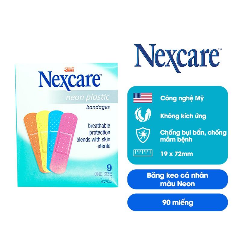 Băng keo cá nhân Nexcare 3M 19x72mm 90 miếng - Màu neon tươi sáng, keo y tế siêu dính, co dãn NEONS9