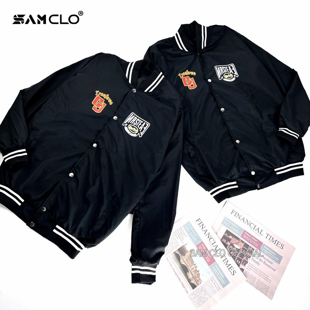 Áo khoác dù BOMBER 2 lớp nam nữ SAM CLO phong cách bóng chày form rộng unisex mặc cặp - couple in CHỮ GJ