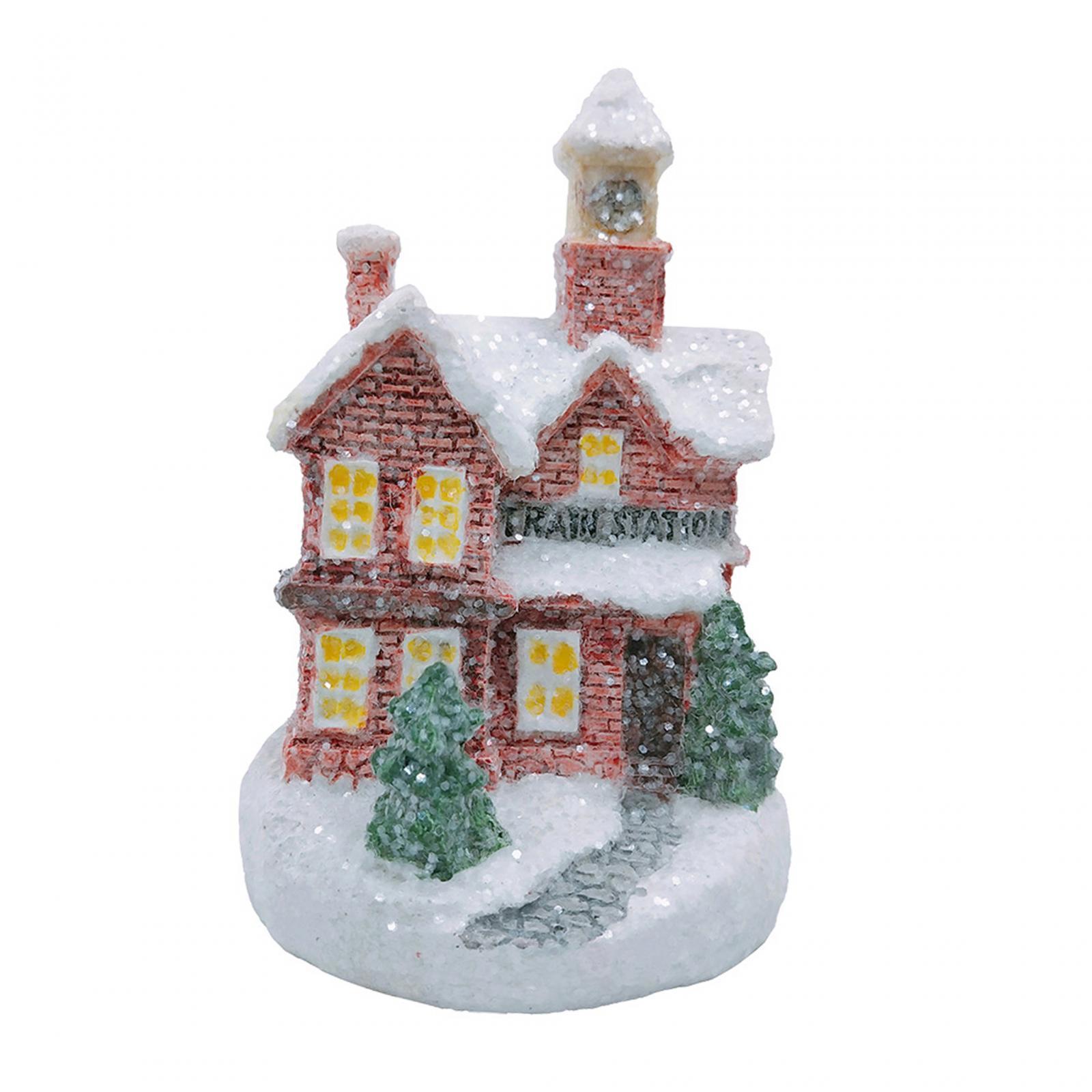 Christmas Scene Lighted House Desk Decoration for Office Shop Window Bedroom