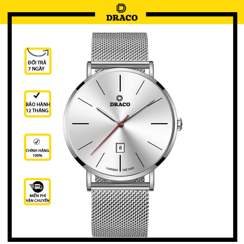 Đồng Hồ Nam DRACO D21-ST02 “Classic Boy” Trắng Lưới Bạc