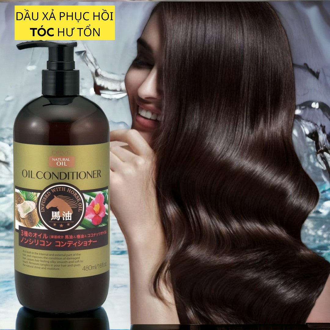 Dầu Xả Phục Hồi Tóc Hư Tổn Chiết Xuất Tinh Dầu Ngựa Deve Natural Oil Conditioner  (Chai 480mL)