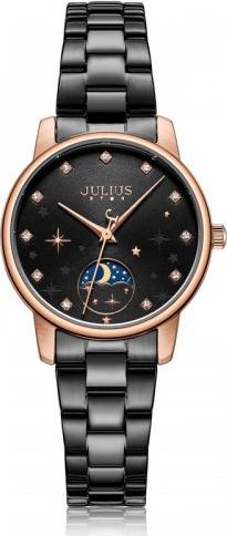 Đồng Hồ Nữ JS-029D Kính Sapphire Julius Star Hàn Quốc (Đen)