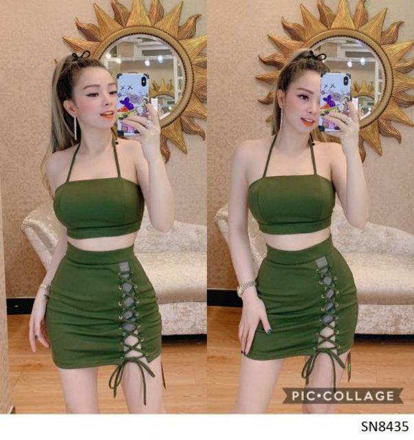 Sét áo cúp chân váy đan dây sexy