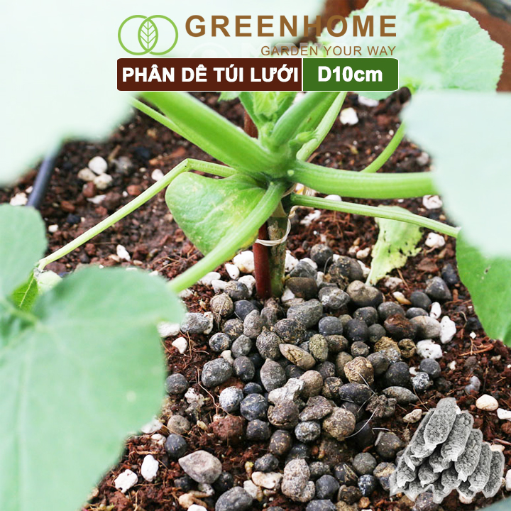 Phân dê đã qua xử lý, túi lưới dài 10cm, không mùi, kích rễ, kích hoa phong Lan, hoa hồng |Greenhome