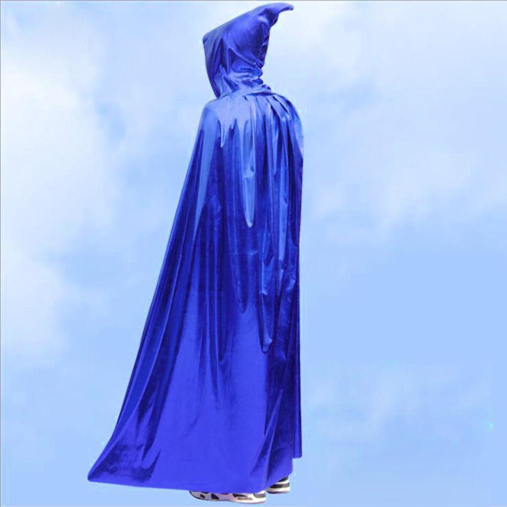 Adults Metallic Hooded Cape Cloak Robe Halloween Gothic Witch Costume