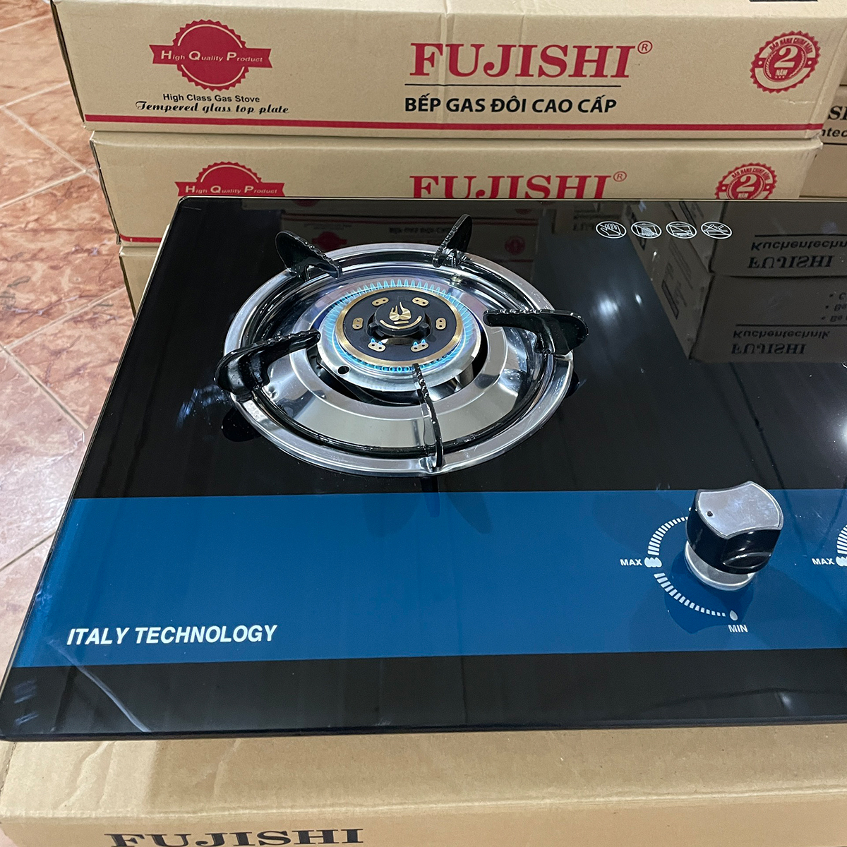 Bếp gas âm chén đồng Fujishi FJ-808IC - KÍNH XANH - Đánh lửa IC cực nhạy - Lửa xanh tiết kiệm gas - Hàng chính hãng