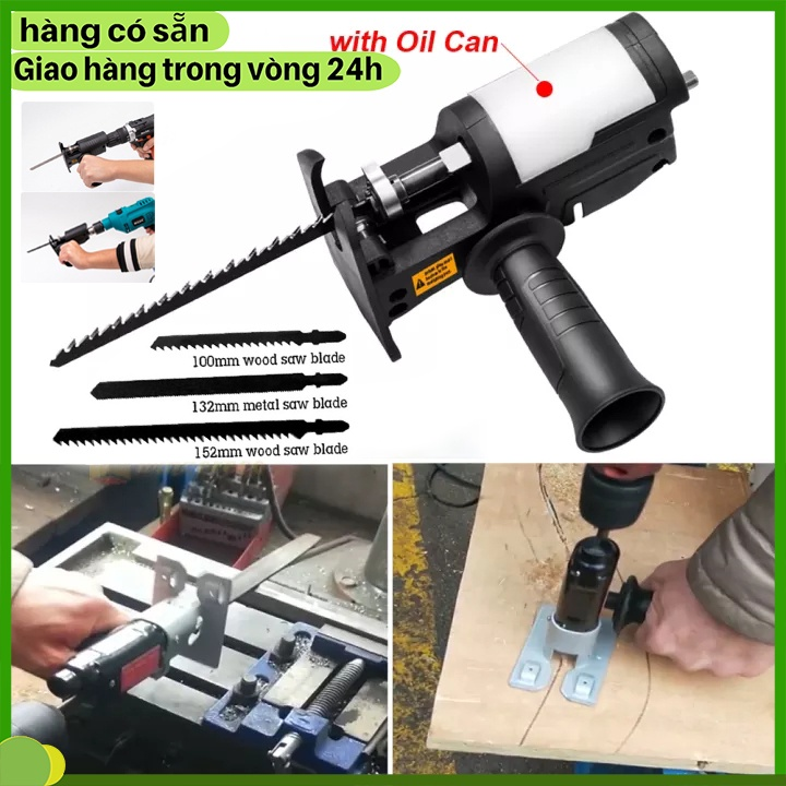 Bộ Chuyển Đổi Máy Khoan Thành Máy Cưa Điện Cầm Tay Kèm 3 Lưỡi Cưa Gỗ Kim Loại Nhựa