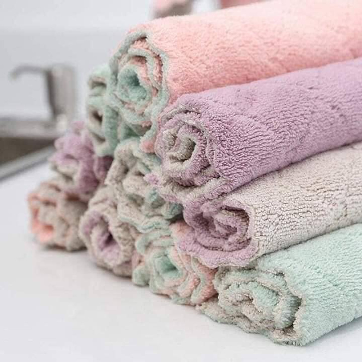 Khăn Lau Nhà Bếp Đa Năng 2 Mặt Xuất Nhật - Vệ Sinh Nhà Cửa - Vải Sợi Microfiber Không Phai Màu Rụng Sợi Nhanh Khô- Hàng Chính Hãng MINIIN