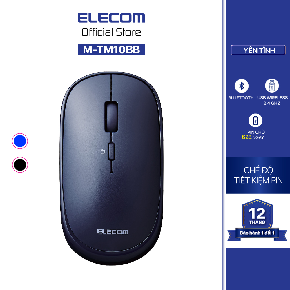 Chuột không dây yên tĩnh BlueLED ELECOM M-TM10BB