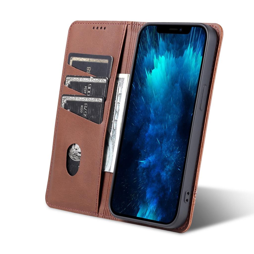 Bao da PU điện thoại nắp lật nam châm kiêm ví đựng thẻ cho iPhone 13 Pro Max 13 Mini 12 Pro Max 12 Mini