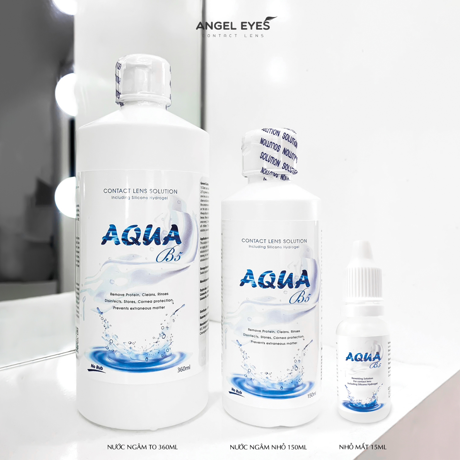 COMBO Nước Ngâm Lens 150ml + Nhỏ Mắt Lens 13ml Angel Eyes Aqua B5