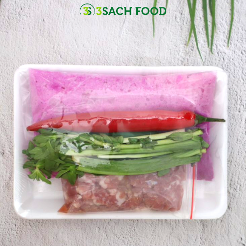 Canh khoai mỡ nấu thịt băm - khay 550gr - Nguyên liệu đã được sơ chế