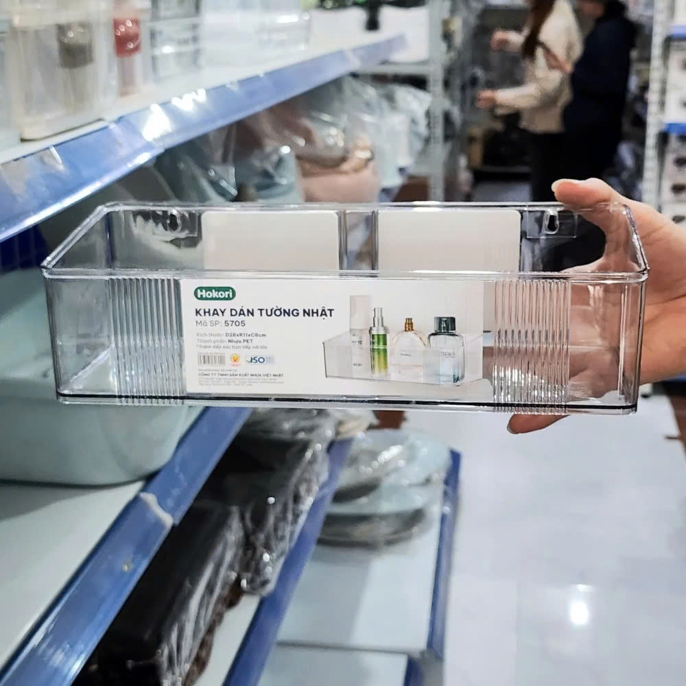 Kệ dán tường trong suốt HOKORI nhựa VIỆT NHẬT cao cấp - Đựng gia vị, đồ phòng tắm, khách, ngủ - Hàng chính hãng