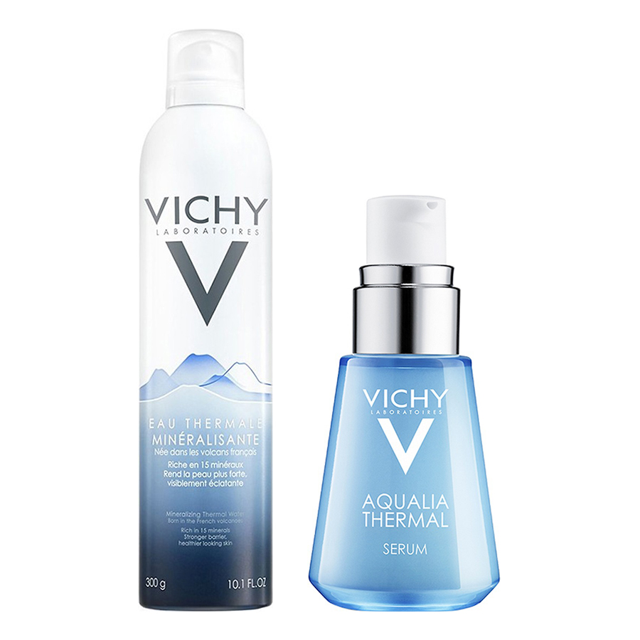 Bộ chăm sóc da Tinh Chất Dưỡng Ẩm Cho Mọi Làn Da Vichy Aqualia Thermal Rehydrating Serum (30ml) + Nước Khoáng Vichy Mineralizing Water (300ml)