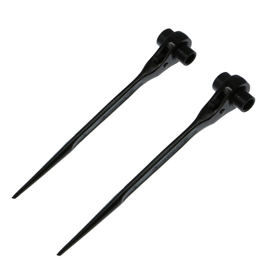 2Pcs Black Scaffold Ratchet Wrench Solid Spanner 19mm/22mm Repair Professional