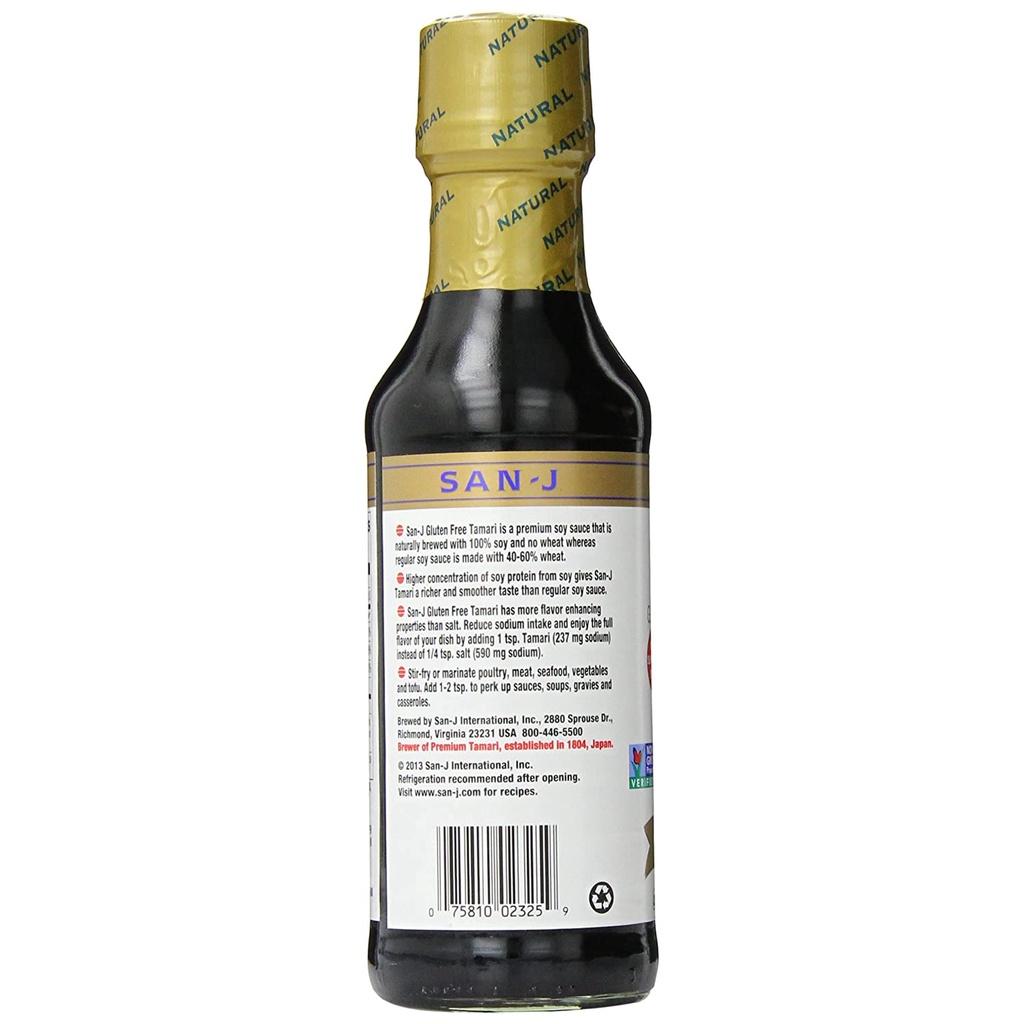 NƯỚC TƯƠNG (XÌ DẦU) San J Tamari Soy Sauce - Reduced Sodium, ÍT MUỐI 28%, 100% ĐẬU NÀNH, Non-GMO, 296ml (10 oz)