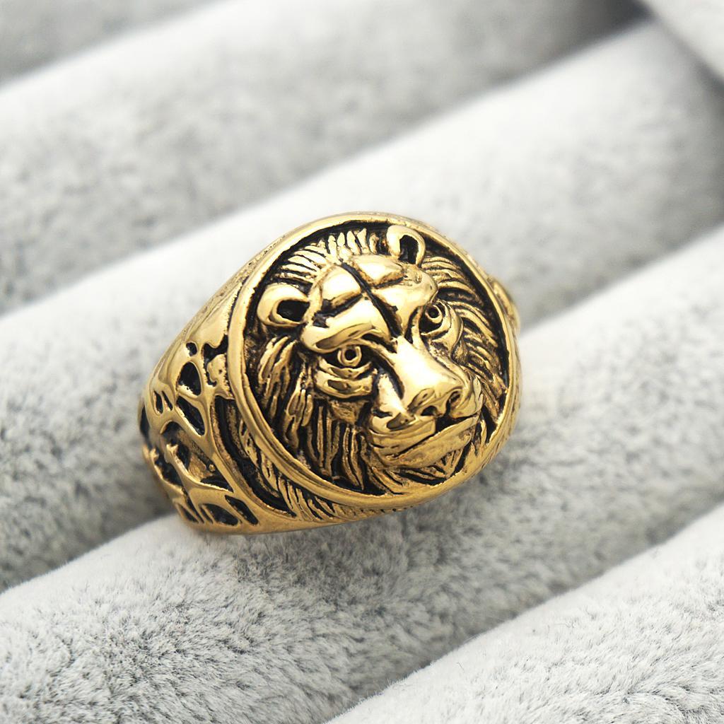 Lion  Stainless  Head Rings Punk Gothic