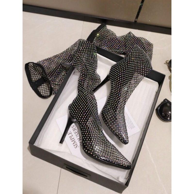 Giày bốt boots đính đá pha lê đẹp xuất sắc