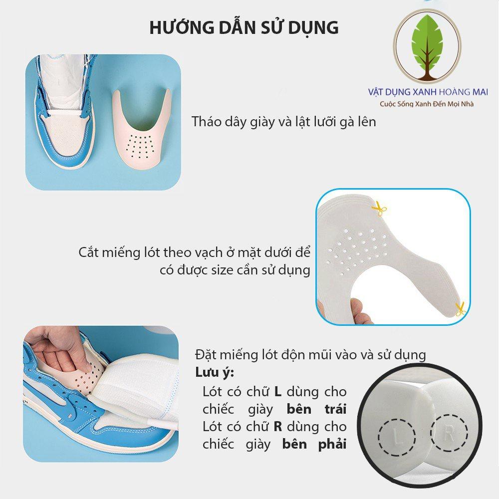 Miếng độn mũi giày, Cặp Sneaker Shield, chống nứt da, gãy xẹp và giữ dáng căng phồng nhựa mềm siêu bền