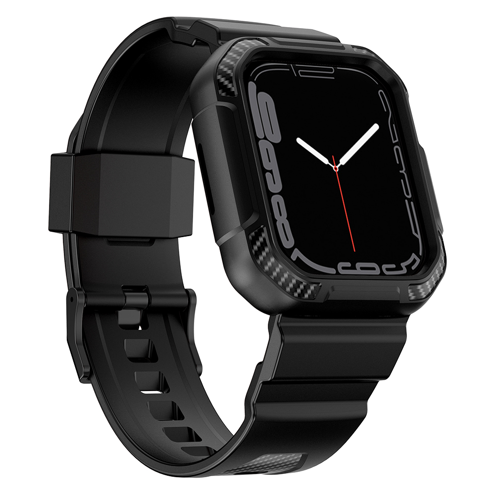 Ốp Case bảo vệ tích hợp dây đeo Vân Carbon cho Apple Watch Series 1/2/3/4/5/6/SE/7/8/9/SE2 Size 38/40/41mm &amp; 42/44/45mm - Hàng Chính Hãng