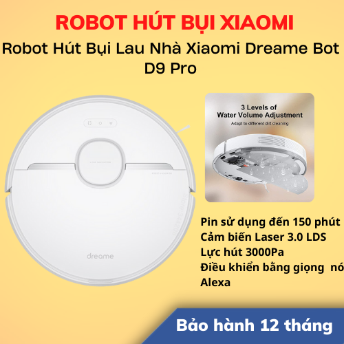 Robot Hút Bụi Lau Nhà Dreame D9 | Màu Trắng