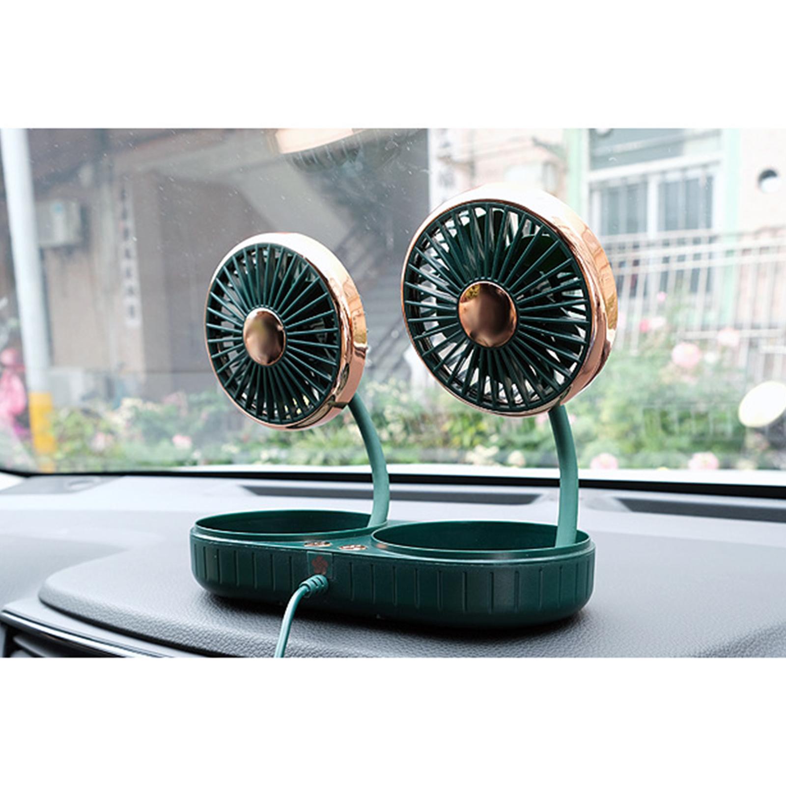 Electric Car Fan Vehicle Fan Double Head Auto Cooling Fan Tabletop Lightweight Fittings Car Cooling Fan Car Fan for Truck SUV Dashboard