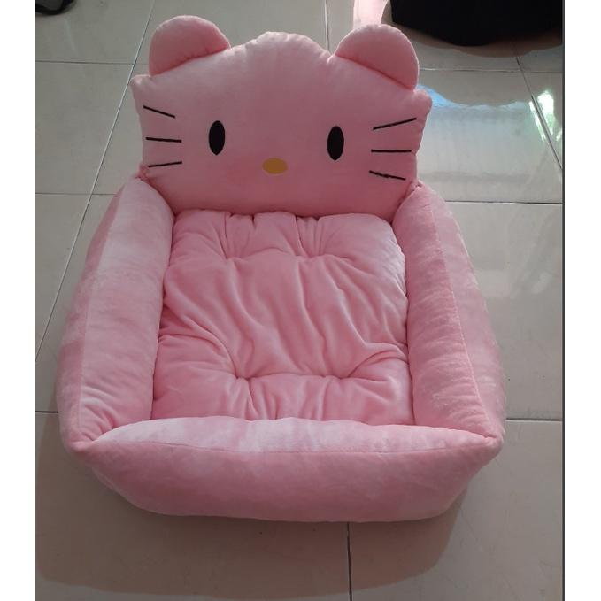 Ổ nệm cho chó mèo hình mèo hồng kitty size 10kg đệm ngủ tháo rời