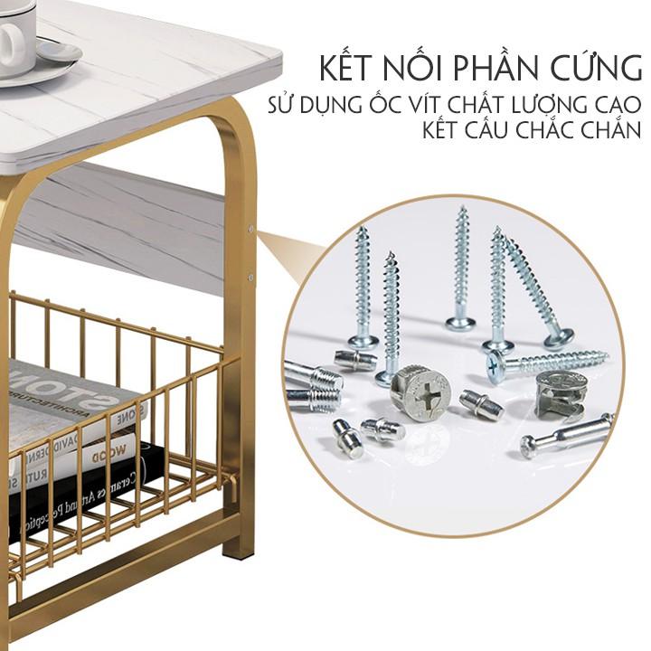 Bàn trà đa năng 2 tầng, táp trà phòng khách thông minh có giá để đồ