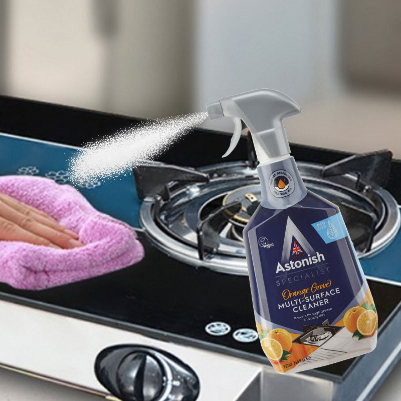 Bình xịt vệ sinh bếp hương cam Astonish từ Anh Quốc C6790 750ml chuyên tẩy dầu mỡ các bề mặt bếp