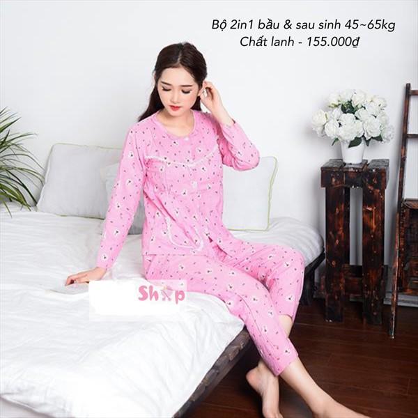 Bộ lanh lụa cúc giữa cho mẹ bầu và sau sinh