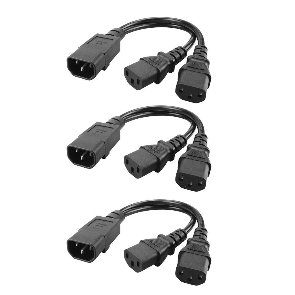 3Pieces New PVC 1-to-2 Y-Cable IEC320-C14 to 2C13 Cord Adapter PDU/UPS