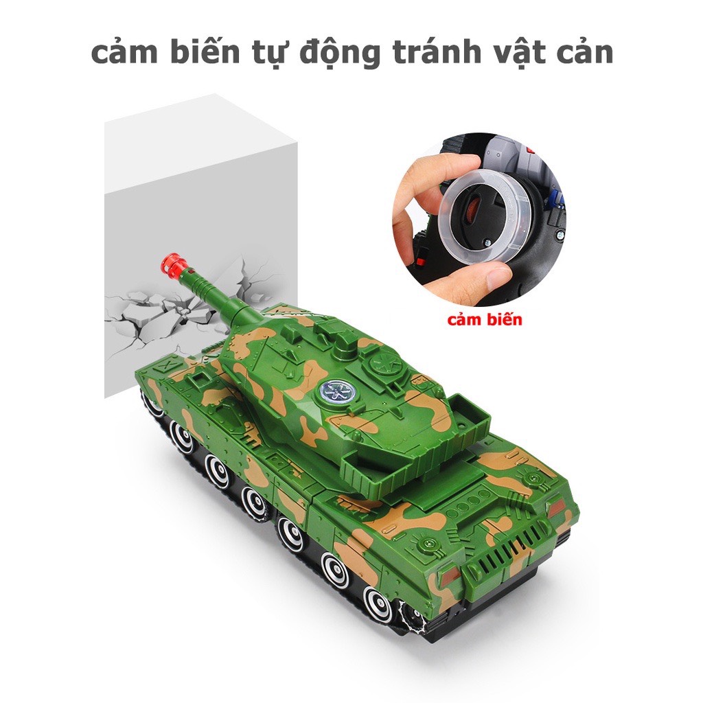 Đồ chơi xe tăng biến hình người máy đèn nhạc tự động, đồ chơi xe biến hình robot thông minh, đồ chơi thể chất cho bé