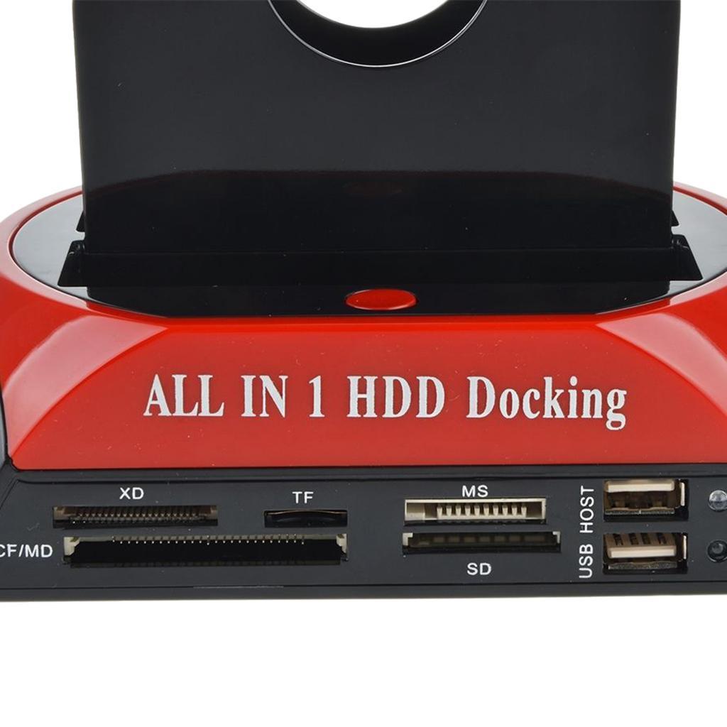 Allin1 HDD Base SATA IDE Dual USB 2.0 Clone Hard Drive Card Reader US plug