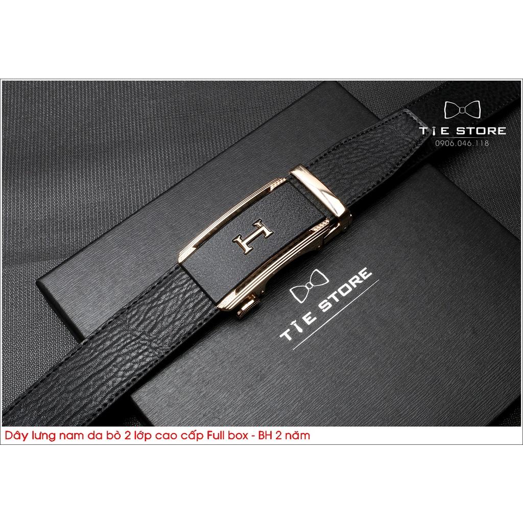 Thắt Lưng Nam Da bò 2 lớp cao cấp BH 2 năm Full box - Khóa tự động hình H
