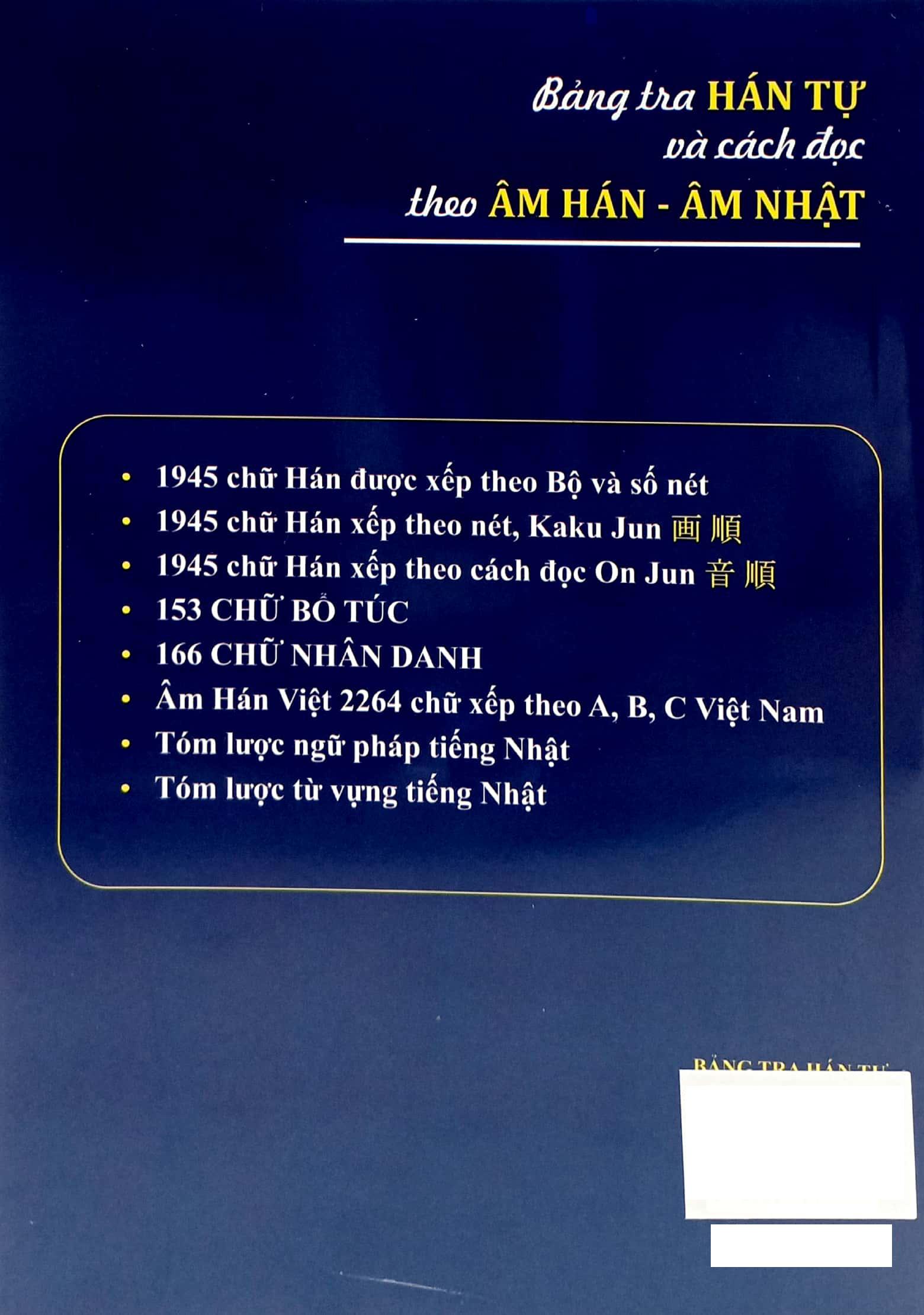 Bảng Tra Hán Tự Và Cách Đọc Theo Âm Hán-Âm Nhật