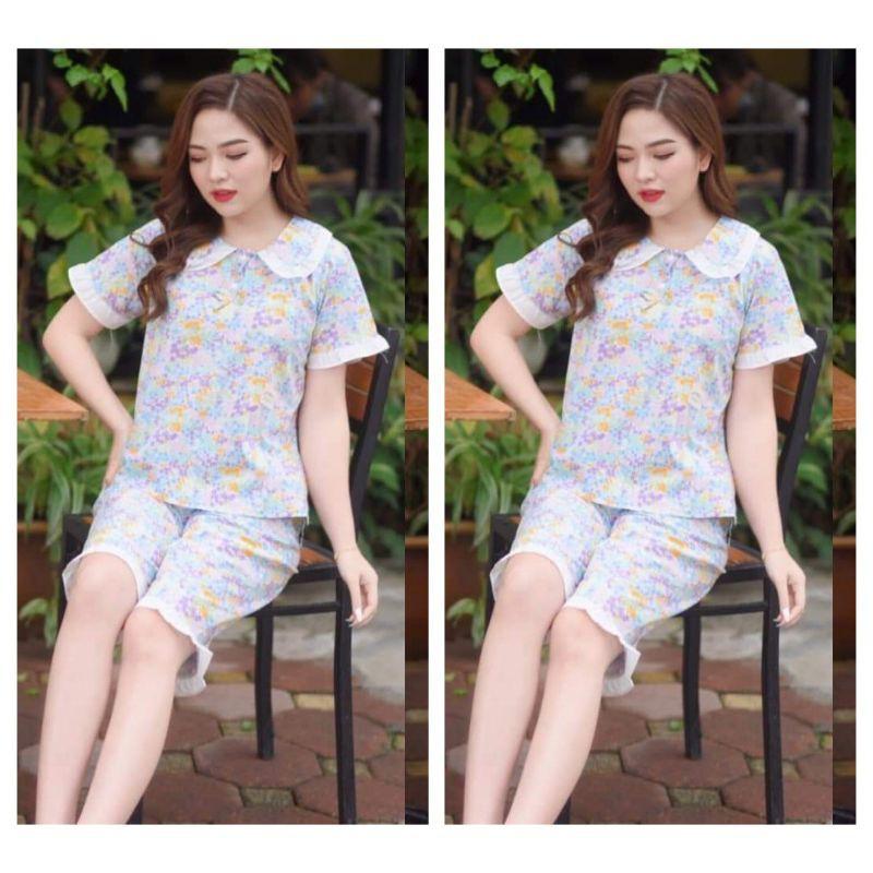Đồ bộ mặc nhà cổ nơ 2 màu ảnh thật