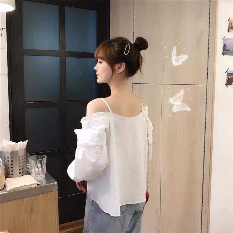 ÁO KIỂU HỞ VAI CỰC XINH TAY BỒNG CUTE