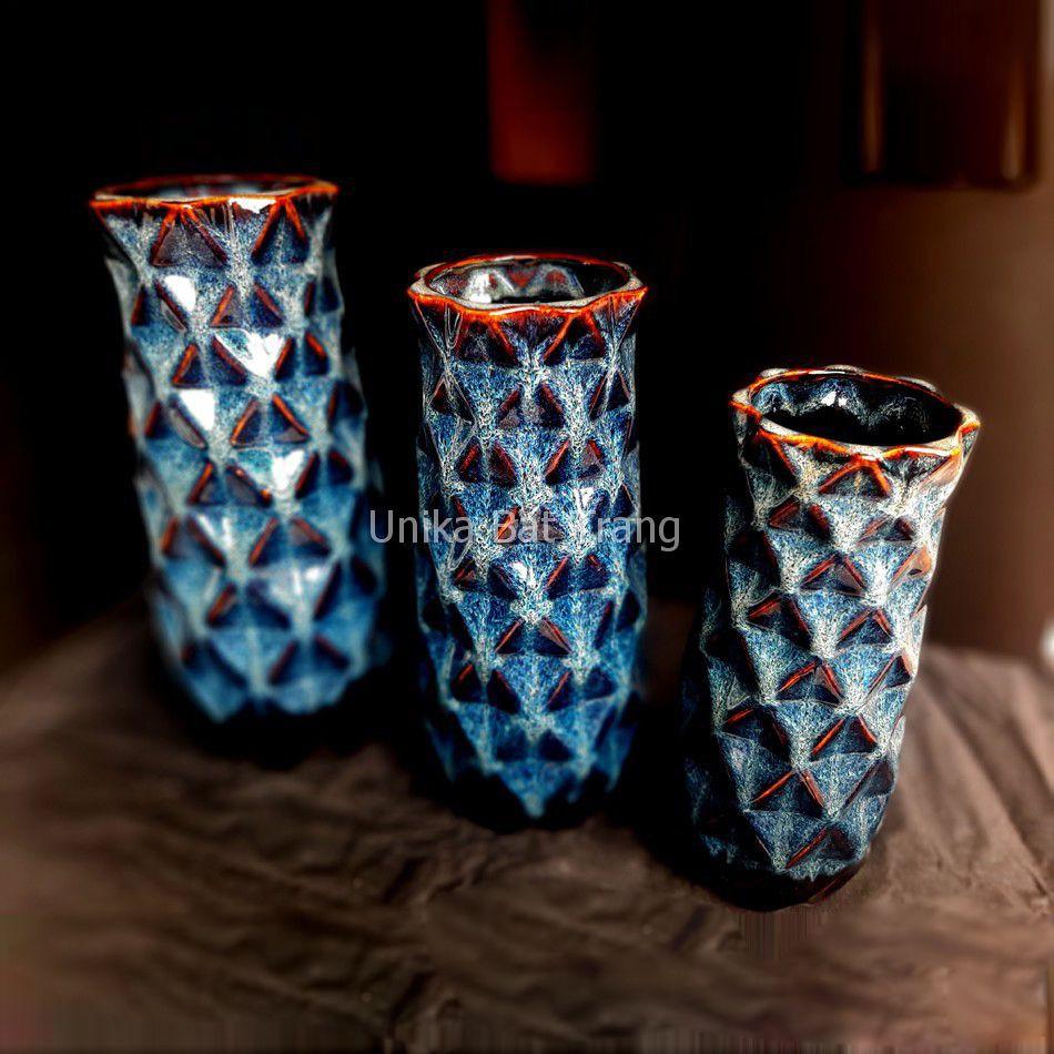 Bộ Bình Trang Trí - Bộ Bình Cắm Hoa Men Xanh Hoả Biến - Gốm Sứ Cao Cấp Bát Tràng GOABBH003