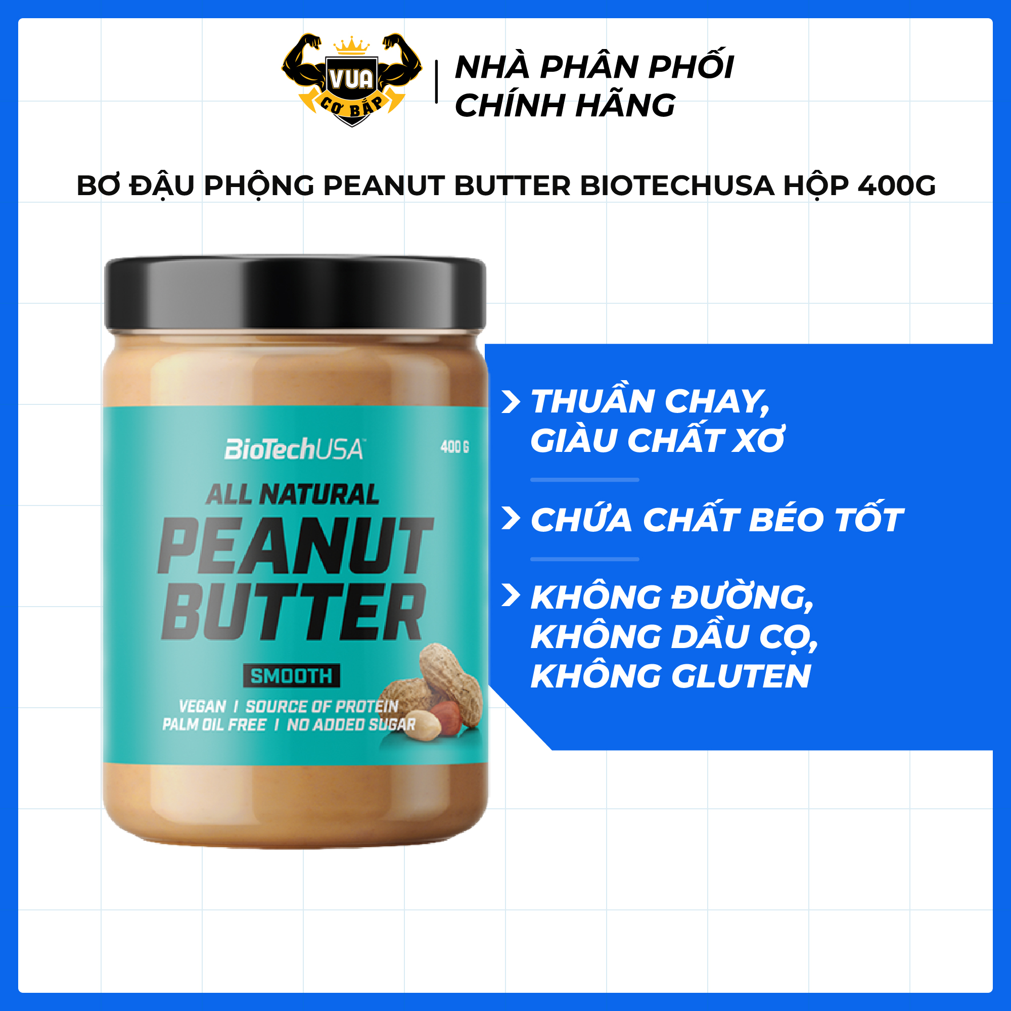 Bơ Đậu Phộng Peanut Butter BiotechUSA Hộp 400g