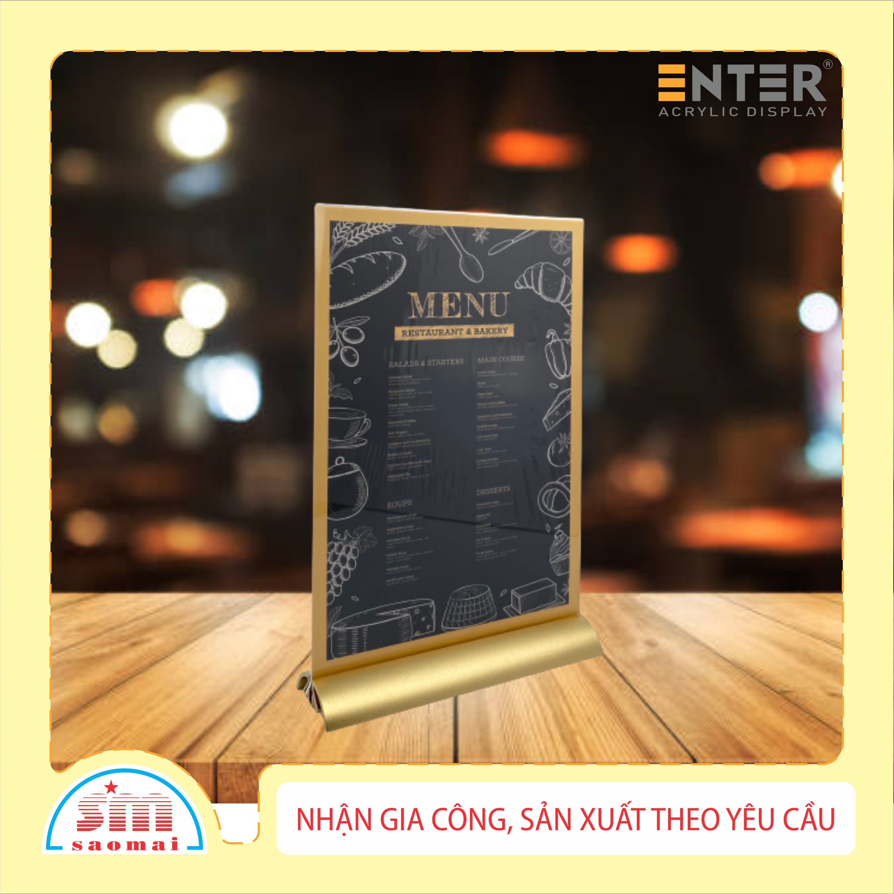 Kệ 2 mặt mica Enter E39 10x20cm đế nhôm cao cấp 1/3 A4