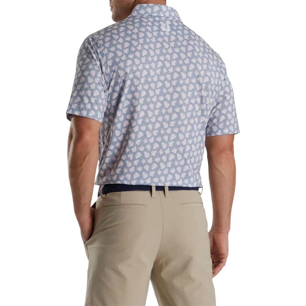 Polo Golf Nam Footjoy FJ Shadow Palm Print Lisle, Self Collar - 87065 - Họa tiết lá cây kết hợp màu sắc độc đáo