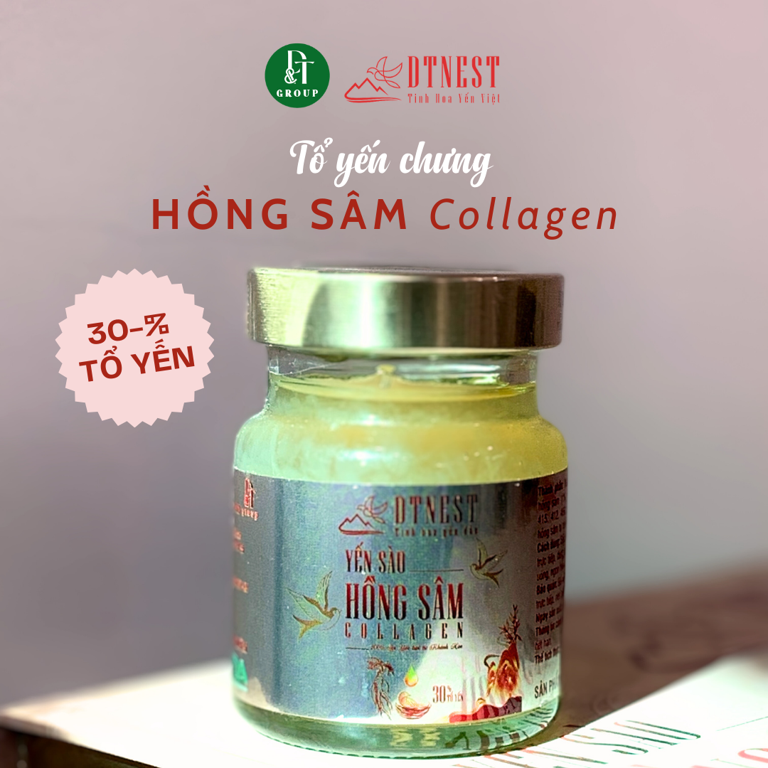 Đặc sản Khánh Hòa - Yến Chưng Hồng Sâm Collagen 70ml (Hủ lẻ) DT NEST/ DT FOOD