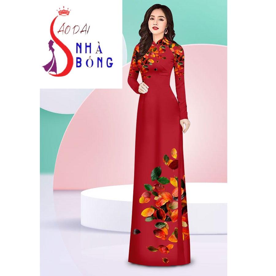 Vải may áo dài cao cấp in họa tiết hoa 4D - V08 (nguyên bộ
