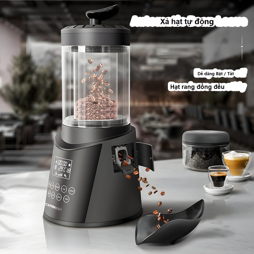 Máy rang hạt cà phê công nghệ gia nhiệt không khí chuyên nghiệp thương hiệu Mỹ Cafemasy SCR-1306 - Hàng nhập khẩu