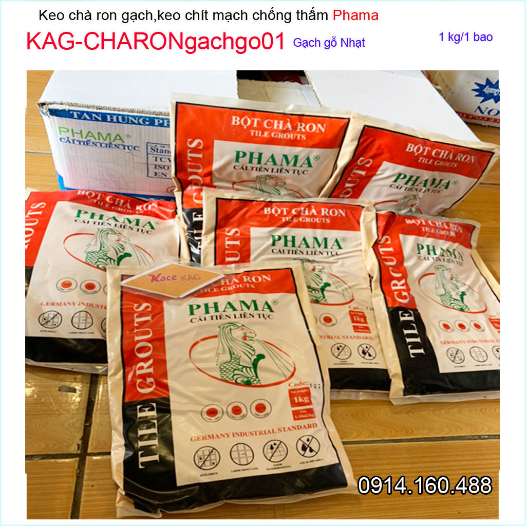 1Kg Keo chà ron phama gạch gỗ nhạt KAG-CHARONgachgo01, bột chít mạch khe ron gạch chống thấm-chống rêu mốc