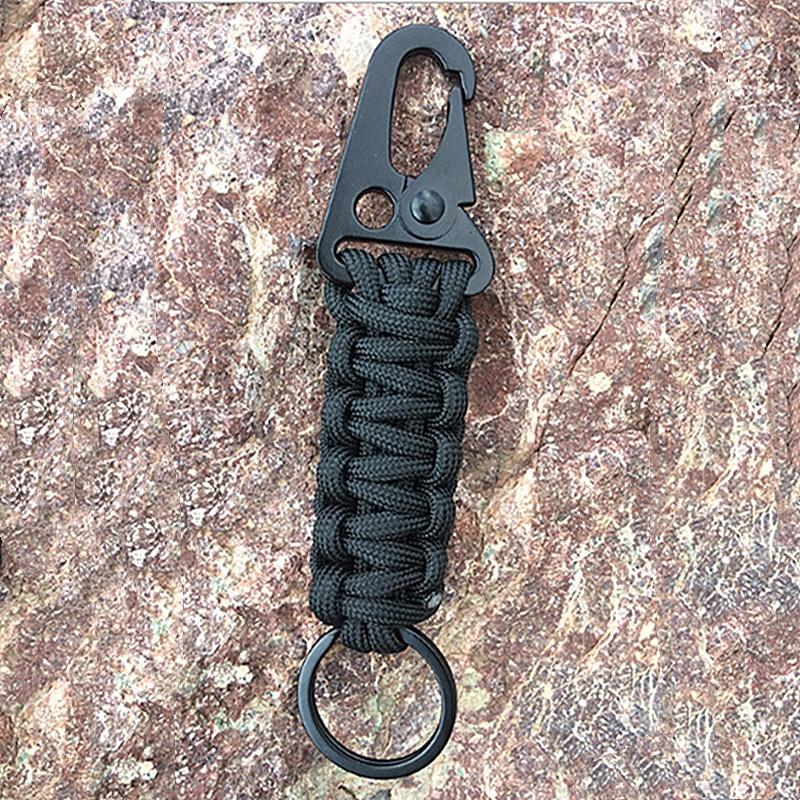 Outdoor Keychain Ring Camping Carabiner Military Paracord Cord Rope Camping Survival Kit Emergency Knot Bottle Opener Tools