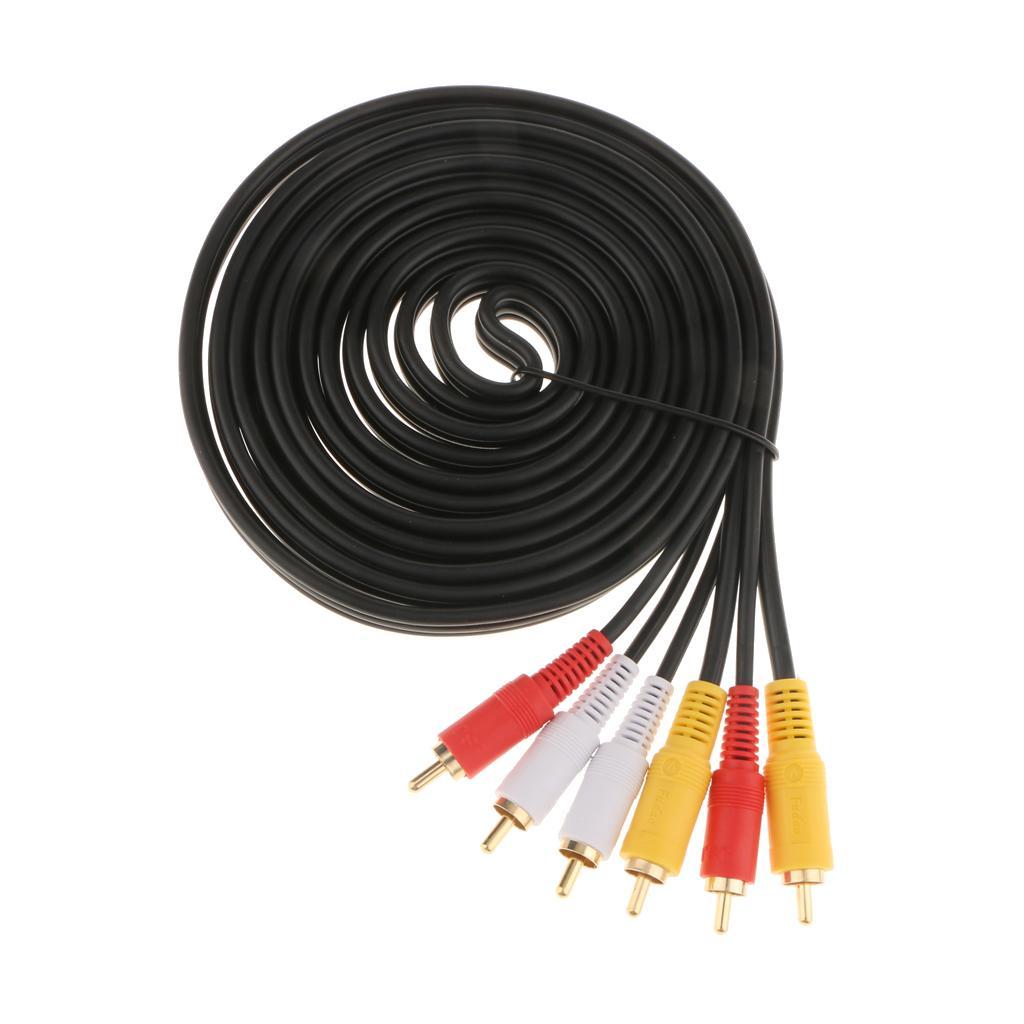 RCA Audio Video AV Cable Cord Line 3 Male to 3 Male Gold Plated