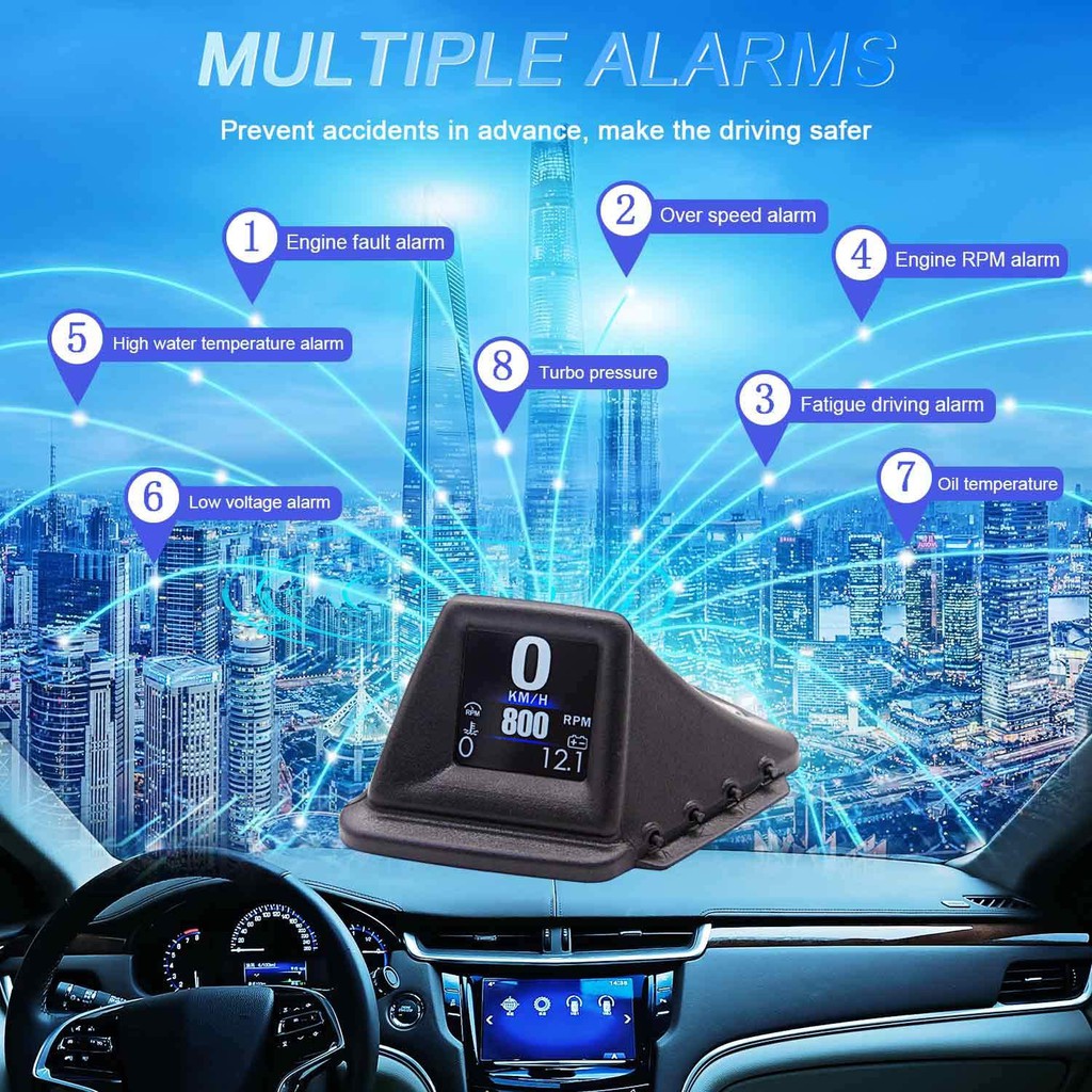 Máy hiển thị tốc độ HUD OBD2+GPS xe hơi báo km xóa mã lỗi ô tô kiểm soát tổng thể xe bản đặc biệt lắp các xe, đồ chơi phụ kiện xe hơi