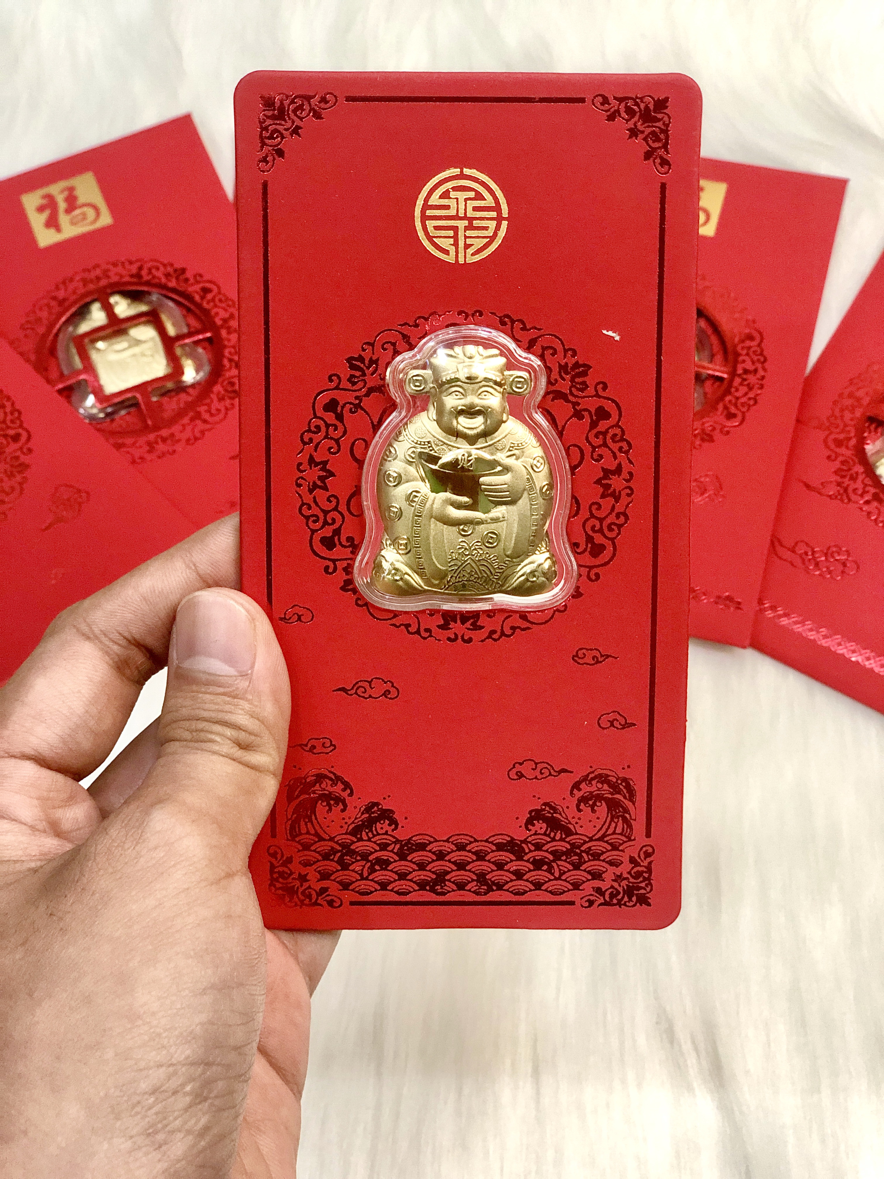 Bao lì xì Vàng Thần Tài 24k chiêu tài tấn lộc cúng Vía Thần Tài Mùng 10